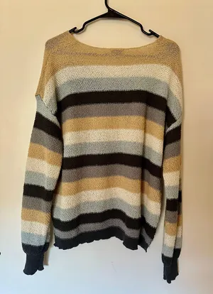 Belk Tan Striped Knit Sweater thumbnail 3