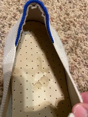 Rothy's Cream Knit Slip-On Loafers with Blue Heel Trim thumbnail 8