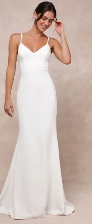 LULU's Bridal Wedding Chic Modern Sexy Elegant Minimalist Mermaid Trumpet Gown thumbnail 1