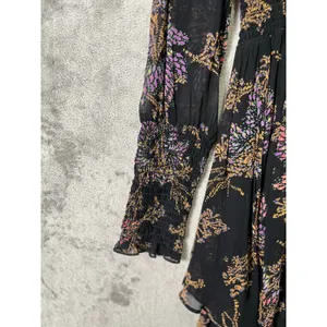 Free People Black Floral Mini Dress Boho Indie Sleaze Witchy‎ Romantic Grunge SM thumbnail 7