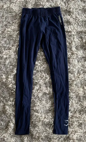 Gymshark Navy Blue/White Elastic Stretch Waist Leggings thumbnail 2
