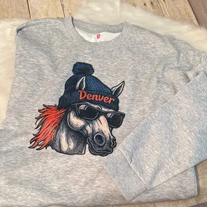 Denver Broncos Bronco wearing a Beanie Gray Sweatshirt thumbnail 2