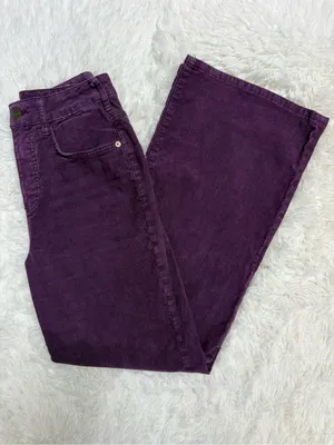 Pilcro Corduroy Wide Leg Pants Size 24 Purple High Rise Anthropologie thumbnail 5