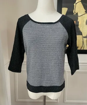 Betsey Johnson Cropped Stripe Polka Dot Top S thumbnail 1