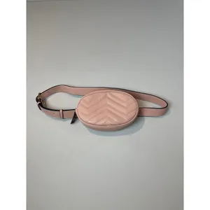 Pink Faux Leather Belt Bag Crossbody Adjustable Strap Zip Closure Oval Shape thumbnail 2