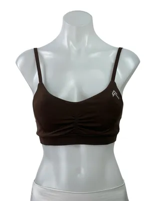 Oner Active Brown Cinch Scoop Neck Yoga Workout Athletic Sports Bra Crop Top S thumbnail 1