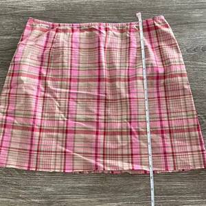 Y2k vintage Ann Taylor plaid checkered mini skirt pink beige tan small thumbnail 4