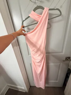 ZARA Pink Ruched Dress Halter thumbnail 3