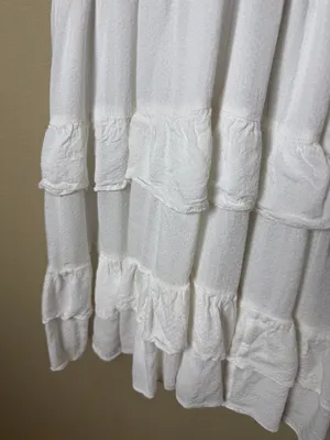 Nordstrom BP White Ruffle Tiered Deep V Neck Mini Dress Size XS thumbnail 4