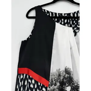 Bleu Blanc Rouge Mixed Print Sleeveless Shift Dress Black White Red Size 38 US M thumbnail 3