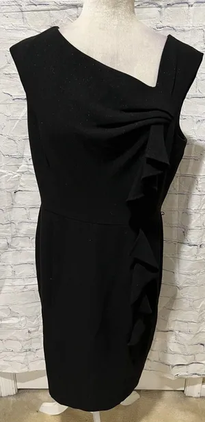 White house Black Market WHBM SHIFT SEMI FORMAL DRESS WITH SIDE RUFFLE DETAIL 14 thumbnail 1