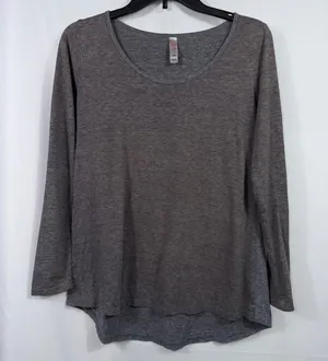 LuLaRoe Lynnae S Gray High Low Long Sleeve Top thumbnail 1