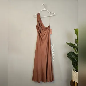 BHLDN Nicoletta One Shoulder Scarf Satin Midi Dress thumbnail 7