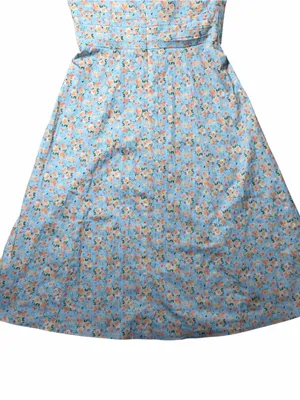 Lavish Lice Blue Floral Pleated Tie Strap Cotton Blend Midi Dress Womens 12 thumbnail 7