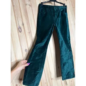 Free People Stretch Velvet Cropped Pants Green Soft Luxurious Womens Size 26 thumbnail 4