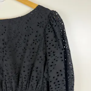 Boston Proper Eyelet Button Front Maxi Dress Size 10 Black Cotton‎ Minimalist thumbnail 4