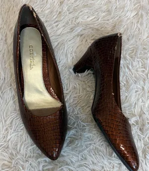 Vintage Cobizi Brown Croc Embossed Pointed Toe Heels Womens‎ Size 7.5 Medium thumbnail 1