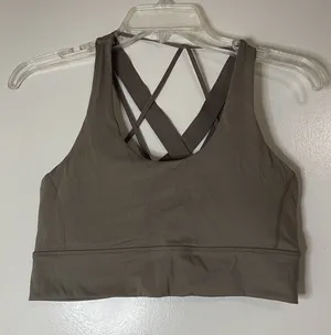 Balance Athletica The Aura Bra Strappy Back Sports Bra tan brown medium padded thumbnail 1