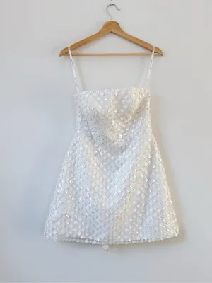 NEW Dessy Collection Women’s Imitation Pearl Sequin Mesh Strapless Minidress thumbnail 4