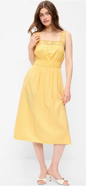 Old Navy Yellow Coquette Cottagecore Smocked Midi Dress thumbnail 1