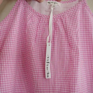 Maisie Pink Gingham‎ Tiered Mini Dress Cotton Babydoll Ruffle Trim NWT Size M thumbnail 8