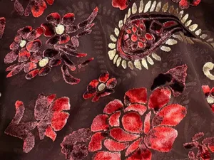 Loft Burnout Velvet Paisley Floral Sheer Kimono top maroon one size boho thumbnail 5
