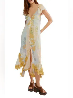 FREE PEOPLE Bali Aurora Flutter Sleeve Midi Dress, Size X-Small, $298 thumbnail 6