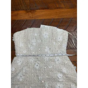 Anthropologie - white strapless floral beaded mini dress thumbnail 3