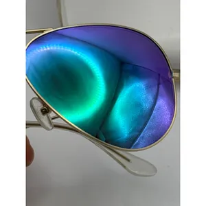 AQS Women Aviator Sunglasses Gold Purple Teal Mirrored‎ Lens with Case & Cloth thumbnail 4