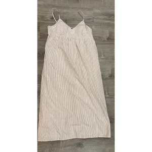 Quince‎ Stripe Organic Cotton V-Neck Strappy Sleeveless Maxi Dress w/ Pockets XL thumbnail 2