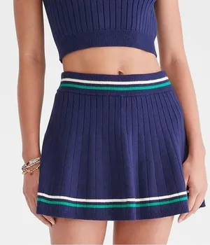 Aeropostale Varsity Pleated Sweater Skort Navy Blue Green Stripe Mini thumbnail 1