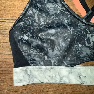 Brooks Black and Gray Marble Print Women's Sports Bra thumbnail 3