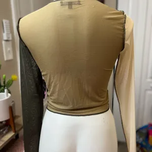 Mixed Threads Colorblock Sheer Mesh Crop Top Womens L Y2K Exposed Seam thumbnail 4