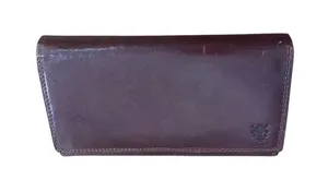 Italian Leather Genuine Leather Brown Bi Fold Wallet Clutch Classic Chic thumbnail 1