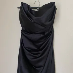 House of CB Adrienne black satin strapless corset maxi dress NWOT size S A-C thumbnail 7