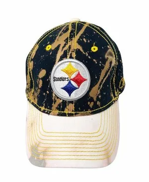 Reebok Vintage NFL Pittsburgh Steelers Bleach Splatter Dad Hat OS thumbnail 1