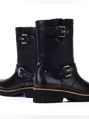 PIKOLINOS Black Leather Mid-Calf Buckle Combat Boots Size 41=US Size 9.5-10 thumbnail 3