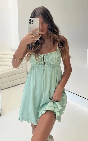 Princess Polly Green Mini Dress thumbnail 1