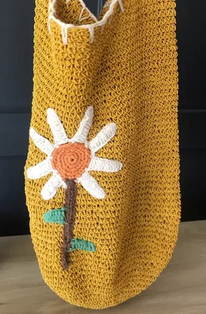 Flower Embroidered Crochet Net Crossbody Bag thumbnail 1
