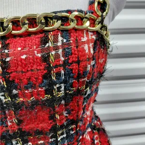 L'Atiste Tweed Dress Size Medium Red Black Plaid Preppy Y2K Retro Holiday Party thumbnail 7