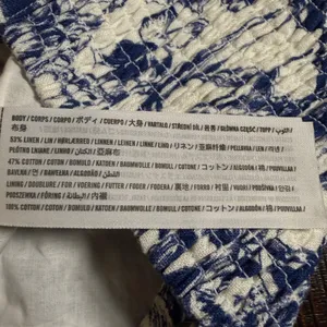 Abercrombie & Fitch Blue Floral Linen Blend Smocked Crop Top Womens Small Toile thumbnail 8