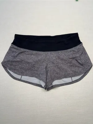 lululemon athletica Speed Up Heather Gray Athletic Shorts with Black Waistband thumbnail 2