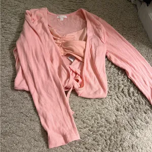 Colsie Balletcore Pink Cozy Wrap Top, Bralette, & Ribbed Jogger Set - size XL thumbnail 2