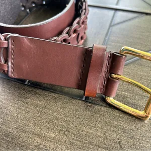 Antonio Melani ladies genuine leather braided boho belt size medium gold buckle thumbnail 8