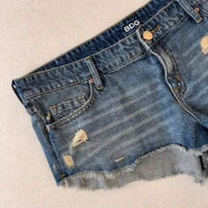 BDG Urban Outfitters Low Rise y2k Dolphin Denim Shorts Blue Distressed Women 32W thumbnail 11