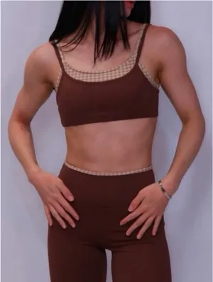 LW Active Saddle Brown Gingham Sports Bra thumbnail 4