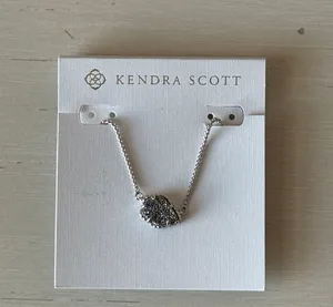 Kendra Scott Tess Pendant Necklace Rhodium Plated Platinum Drusy thumbnail 5