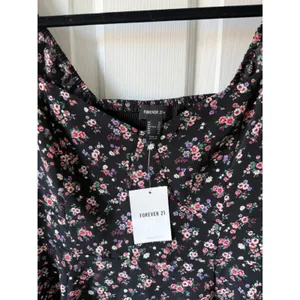 Forever‎ 21+ Floral Smocked Mini Dress 1X Black Long Sleeve Square Neck NWT thumbnail 5