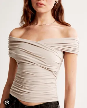 Abercrombie Off-The-Shoulder Ruched Wrap Top thumbnail 1