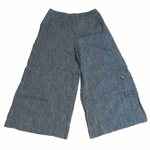 Yuvita Lagenlook Wide Leg Crop Cargo Culotte Pant Gray‎ Small thumbnail 2